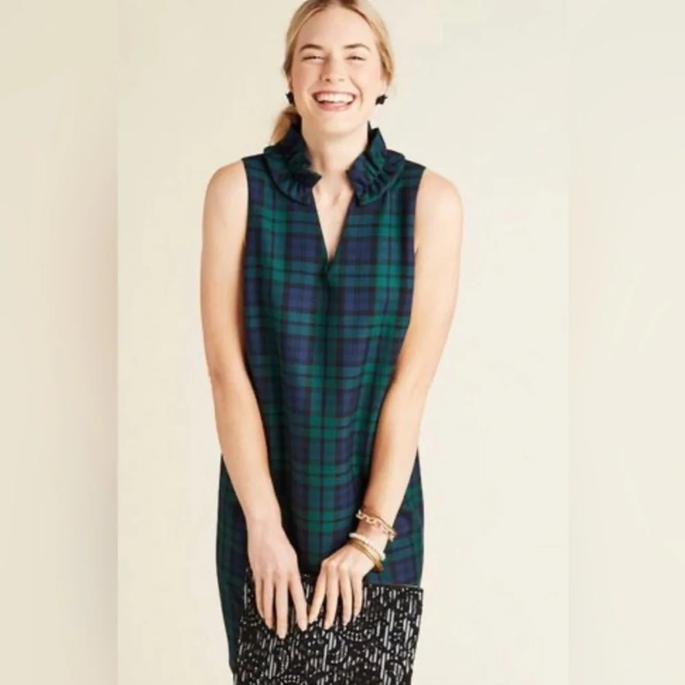 Vineyard Vines Blue and Green Plaid Midi Dress - Picture 7 of 7